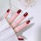Ceboic Semi Cured Gel Nail Strips, 20Pcs Real Gel Nail Polish Stickers Solid Color Self-Adhesive Gel Nail Wraps Waterproof Nail Art Stickers for Women Girls Kids DIY Decorations (Glitter Wine Red)