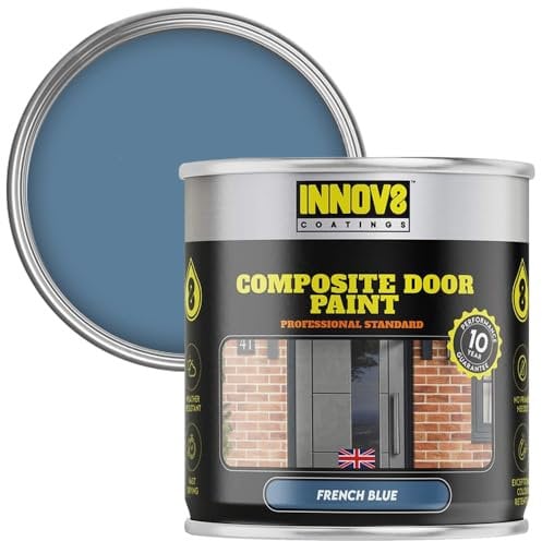 INNOV8 COATINGS COMPOSITE DOOR PAINT - 750 ml - No Primer or Top Coat - Fast Drying - Satin Finish - French BLUE - Exterior Door Paint