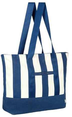 Dock & Bay Canvas Strandtasche - Große Sommer Strandtasche mit Reißverschluss - Whitsunday Blue