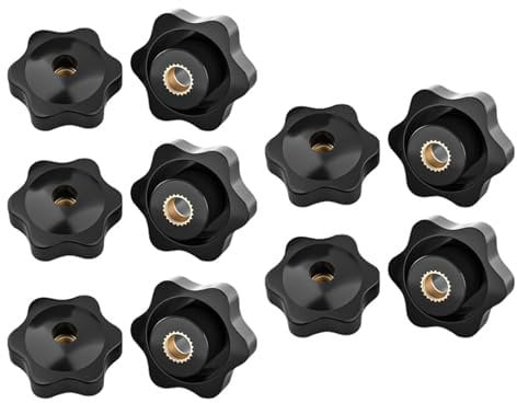 SHOOYIO Pack of 10 Black Thumb Nuts Various Sizes Star Mechanical Thumb Nuts Nuts for Easy Clamping & Manual Adjustment
