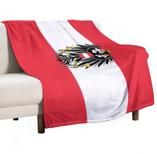 Flanell-Überwurfdecke, Groß, Flauschig, Weich, Couchdecke, Warme Bettdecke, Österreich-Flaggenmuster, Reise-Sherpa-Decken Für Sofas, Schlafzimmer, Wohnzimmer, Büro, Bettüberwürfe, 100 × 150