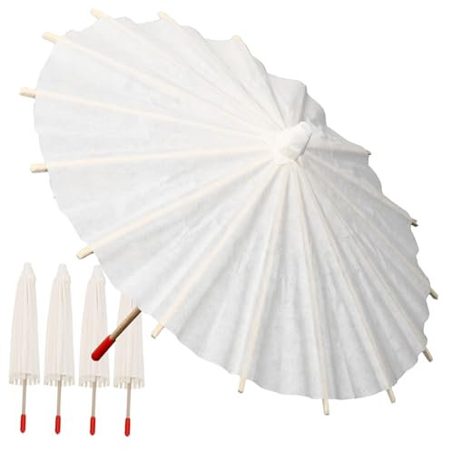 JEWEDECO 5stücke Teiliges Diy Papier-schirm- Weißer Öl-papierschirm Bruchsicher Für Kindergarten-malprojekte Hochzeitsdekoration Foto-requisite Und Kreative Handwerkskunst