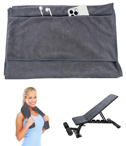 QINGYIWL Fitness Handtuch 135 x 50 cm, Mikrofaser Sporthandtuch mit Reißverschluss Tasche, Gym Handtuch für Yoga, Sport, Fitnessstudio