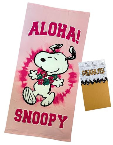 Peanuts Snoopy Kinderhandtuch, 70 x 140 cm, 100 % Polyester, weich und leicht, schnell trocknend, offizielles Design, ideal für Strand, Pool und Bad, Kinder und Snoopy-Fans