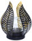 Lumlflc Lampes de jardin décoratives en verre craquelé, lampes solaires en forme de feuille de palmier en métal pour décoration extérieure sur jardin