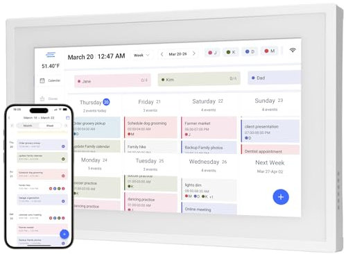 HoziRes Digital Calendar, 10.1 Inch Electronic Calendar & Smart Chore Chart, 1920x1080 IPS Touchscreen Display for Family Schedule, Sync Schedules & Share Moments via App from Anywhere