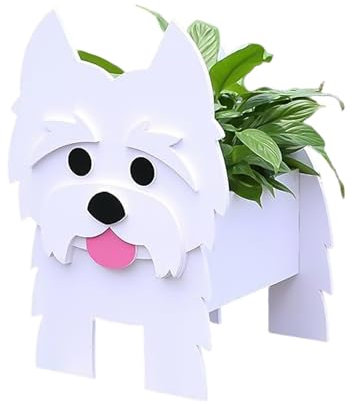 Tokenhigh Dog Planter, Cute Indoor Outdoor Garden Container for Succulent, Flower, Cactus and Air Plants (Small Westie)