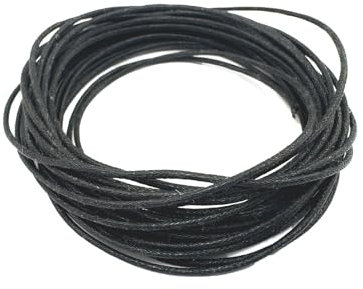 Filo di cotone cerato, nero, spessore 1,0 mm, taglio 5,00 m, per bracciali, collane, fai da te, decorazione