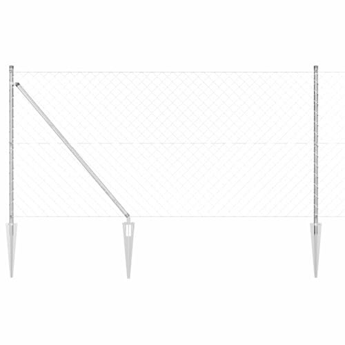 vidaXL Fence Post Silver 10 x 1.2 m (60 x 60 mm mesh) Steel, Garden and Terrace, Metal Fence Post, Outdoor Barrier, Durable Landscape Support, Safety Solution, Weatherproof System