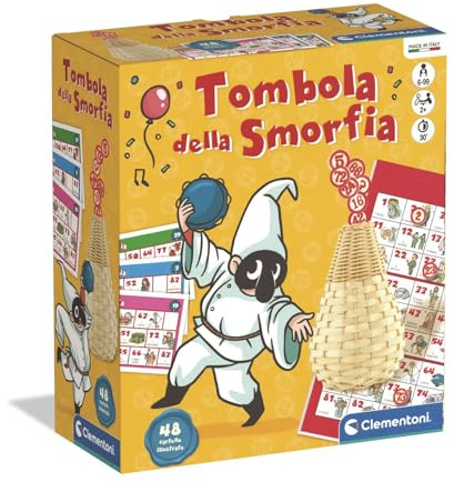 Clementoni - Tombola della Smorfia con Panariello, Gioco da Tavolo Natalizio con Cartelle Illustrate e Numeri in Legno, Tutta la Famiglia, 2-10 Giocatori, Made in Italy, Lingua Italiana, 81643