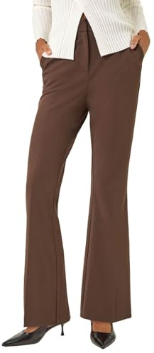Roman Bootleg Trouser for Women UK Ladies Bootcut Stretch Flared Winter Autumn Long Full Length Pull-On Casual Smart Work Office Wear Business Soft Flattering