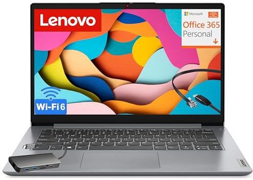 Lenovo IdeaPad Ordinateur portable pour étudiants, 1 an Office 365, processeur Intel haute performance, 8 Go de RAM, 384 Go de stockage (128 Go eMMC + 256 Go MSD), lecteur de carte SD, WiFi 6, Windows