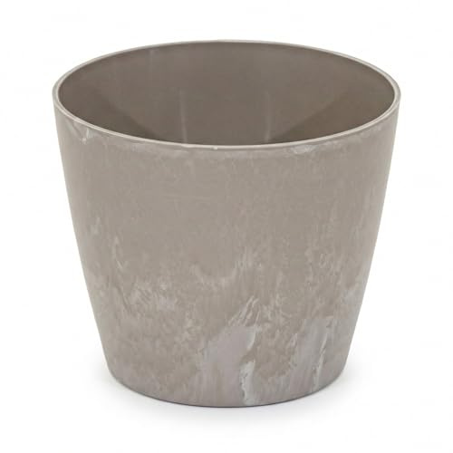 colourliving Blumentopf Bullit Serie Stone, Pflanztopf rund aus recyceltem Kunststoff in Steinoptik für Fensterbank Balkon und Tischdeko, wetterbeständig, stapelbar (Sand, groß)