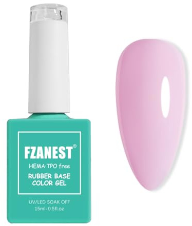 FZANEST Pink Rubber Base Builder Gel, Hema-free Tpo-free Base Color Gel Polish French Tip For Nails Strengthener Extension Repair Soak Off UV LED