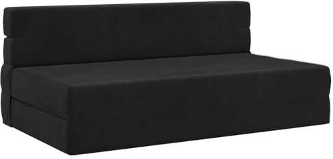 vidaXL Klappsofa Bett Schwarz 152 x 86,5 x 60 cm Stoff, Verstellbares Sofa-Bett, rechteckige umwandelbare Couch, vielseitiges Möbelstück für Schlaf- und Wohnzimmer