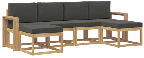 vidaXL Outdoor-Sofagarnitur 6 pcs Weiß und Anthrazit Polyester, Modernes, wetterfestes Sofa-Set für draußen, stylische Gartenmöbel, minimalistische Lounge für Coole Entspannung im Garten
