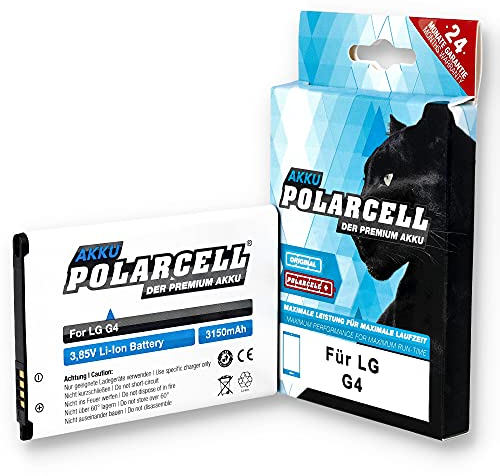 PolarCell Akku für LG G4 H815 | G4 Dual SIM H818P | G4 Stylus H635 | ersetzt Original-Akku LG BL-51YF | 3150mAh Starke Ersatz-Batterie | selektierte A+ Qualitätszellen
