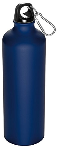 Aluminium Trinkflasche mit Karabinerhaken / Sportflasche / 800ml / Farbe: blau