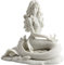 JFSM INC. Meerjungfrau sitzt am Strand – weiße Skulptur Figur Statue