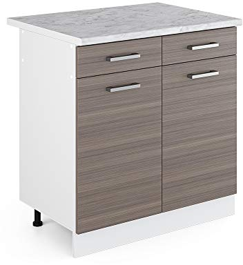 Vicco Mueble bajo de Cocina R-Line, Gris/Blanco, 80 cm, ET Mármol