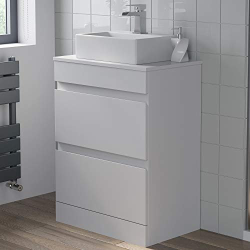 Artis 600mm Bathroom Vanity Unit Countertop Rectangular Basin Floor Standing White