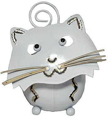 SAWA Fotohalter Kartenhalter Katze weiß Memohalter Metallfigur Tierfigur Katzefigur Deko-Figur Geschenkidee