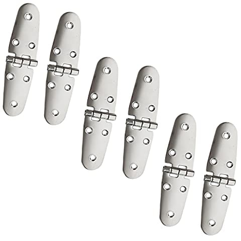 Cerniere per cinghia per barca, per lucernari e porte di tipo marino, lato rotondo, in acciaio inox resistente, montaggio superiore, 14,5 x 3,8 cm (6 pezzi)