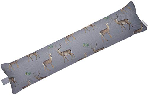 Izabela Peters Luxurious Draught Excluder, Window Door, Draft Excluder Stopper - Stag - Grey - Herringbone Wool - Made in The UK