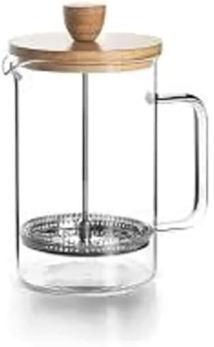 LACOR - Französische Kaffeemaschine, Kaffeepresse, Kaffeemaschine mit Kolben, französische Kanne für Filterkaffee, 6 Tassen, 0'80 l, Stahl und Holz