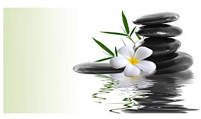 Tulup Glas-Bild Wandbild aus Glas - Wandkunst - Wandbild hinter gehärtetem Sicherheitsglas - Dekorative Wand für Küche & Wohnzimmer 120x60 - Blumen & Pflanzen - Zen Steine - Weiß