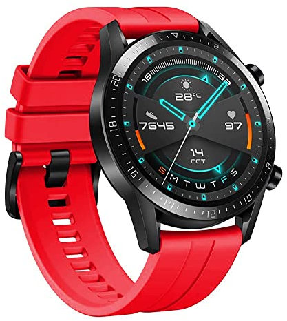 YHC Cinturino per Huawei Watch GT 2 / GT 3 46mm,Compatibile con Huawei Watch GT/GT Active 46 mm (04-Rosso)