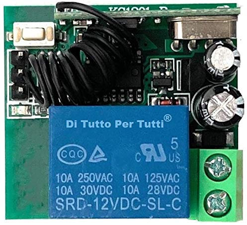 Di Tutto Per Tutti® Kit Apriporta Ricevente Interruttore Wireless RF 433Mhz Senza Alimentazione Collegamento Diretto Per Elettroserratura 12-30V AC DC per Cancelli Garage
