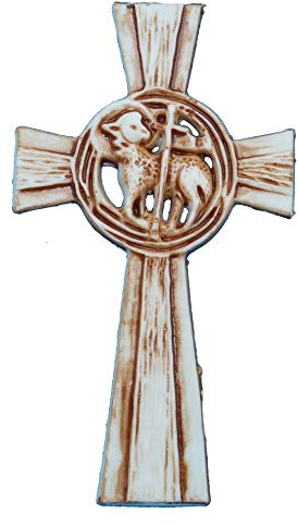 Kreuz mit Osterlamm Wachsdekor