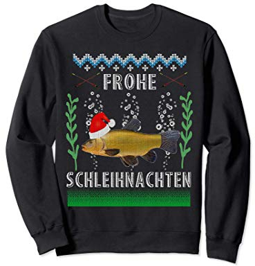 Frohe Schleinachten Schlei Fisch Weihnachtsmütze Angeln Rute Sweatshirt