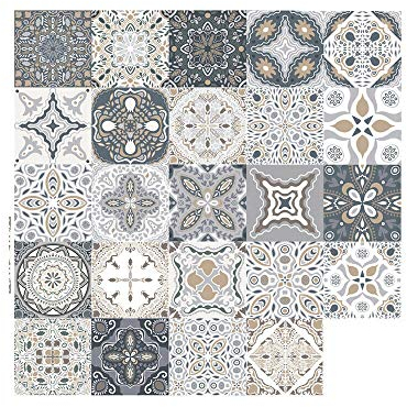 24 Stück Fliesenaufkleber im marokkanischen Retro-Stil, Klebefolie Wand Fliesen Selbstklebend Mosaikfliesen Stickerfliesen Deko Küche Bad (20 x 20 cm)