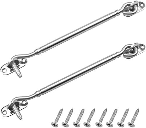 标 2 Pcs Gancho de Cabina,Ojo Gancho de Cabina Shelter Locking Door Latch Door Lid Silenciador Soporte de Acero Inoxidable para Hangar Door Garage Doors (20 cm)