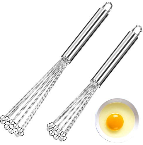 Küchen Schneebesen Set, NALCY 2 Stück Edelstahl Ballonschneebesen, Schneebesen-Set aus Edelstahl mit Kugeln Handschneebesen Rührbesen zum Mischen, Schneebesen, Schlagen (10 Zoll and 12 Zoll)