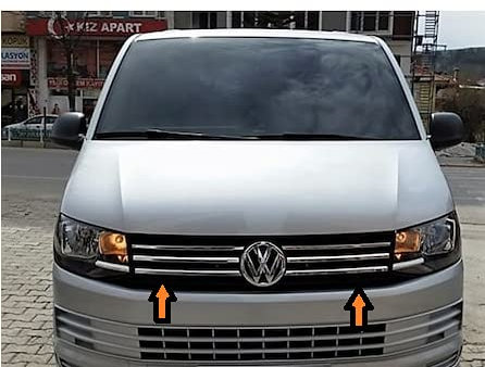 Boa Line Auto – Chrom Frontgrill 4 Stück Edelstahl kompatibel mit VW Transporter T6 Trendline ab 2015