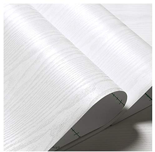 bandezid Vinilo Pegatina Muebles de Cocina Rollo Autoadhesivo Impermeable Papel Adhesivo para Muebles Vinilos Cocina/Pared/Armario/Baño-Grano de Madera Blanca 90cm*5m