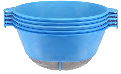sourcing map 5Pcs Paint Strainer 150 Micron 155mmx80mm Cone Paint Screen Funnel Metal Mesh for Screening Paint Gasoline Fuel Blue