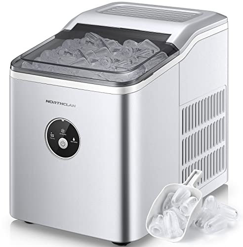 Ice Maker Machine, NORTHCLAN Countertop Ice Cube Maker with LED Display, 9 Ice Cubes Ready in 8 Minutes, Make 12kg 24 Hrs, 2L Water Tank, With Ice Scoop & Basket for Home/Office/Bar (Silver)