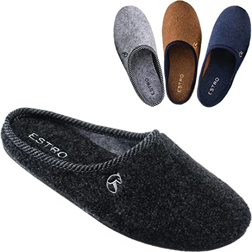 ESTRO Filzpantoffeln Herren Pantoffeln Herren - Filzpantoffeln mit Gummisohle Hausschuhe Männer Filz Männer Hausschuhe Warm REX (46 EU, Anthrazit)