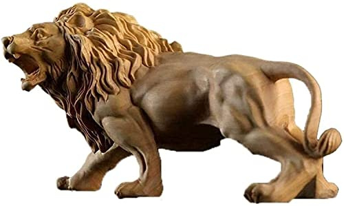 SCZWP8 Boxwood Carved Male Lion Desktop Decoration Log Carved Chinese Style Collection Ornaments Sculpture Statue Ornaments For Sculpture Stunning TV Cabinet Home Decoration Decoration Statue