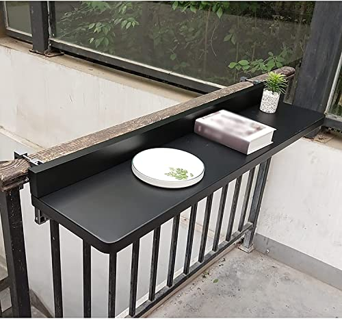Seitentische Balkon hängender Tisch, Balkon hängende Geländerklapptisch geeignet for Gärtendecks, Geländertisch Außenbalkon Theke (Color : Black, Size : 80 * 40cm)