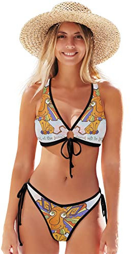 Aquarelle Roi Lion Bikini Deux Pièces Femme Maillot de Bain 2 Pièce Tenue de Plage Swimsuit pour Filles