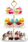DAFURIET Dessert Cupcake Stand, 3 Tier Cup Cake Holder Tower for Tea Party/Birthday/Weeding, Plastic Tiered Serving Tray with Metal Rod (White)