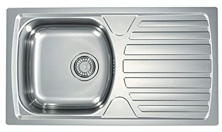 Alveus 1136540 BASIC 170 Küchenspüle Einbauspüle Stahl mit Abtropffläche, Edelstahl Leinen