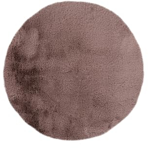 Qiyano Lapito Badematte Rosa Ø 100 cm Rund, Flauschiger Badezimmerteppich, Badteppich rutschfest & Waschbar, Hochwertiger Badvorleger für Badewanne