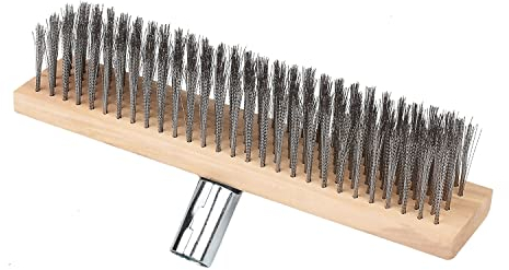MFUOE Wire Broom Brush Stainless Steel Floor Scrubbing Brush Courtyard Weed Moss Remover Tool Broom Brush for Shower Wall Garage Yard Patio Deck