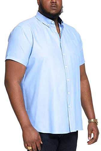 D555 Men's Plus Size James Basic Oxford Short Sleeve Shirt in Sky Blue 8XL
